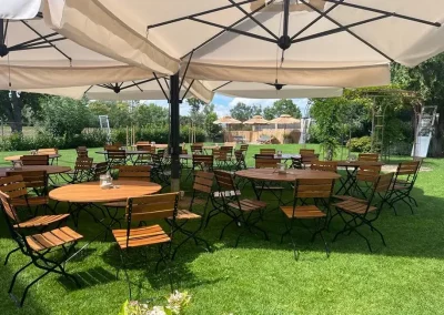 Außenbereich der Eventlocation, Hochzeitslocation oder Firmenevents mit Übernachtungsmöglichkeit -Schleifmühle Rußheim Eventlocation