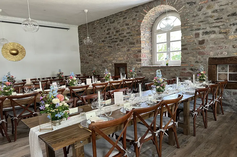 Innenbereich der Hochzeitslocation mit Übernachtungsmöglichkeit - Schleifmühle Rußheim Eventlocation